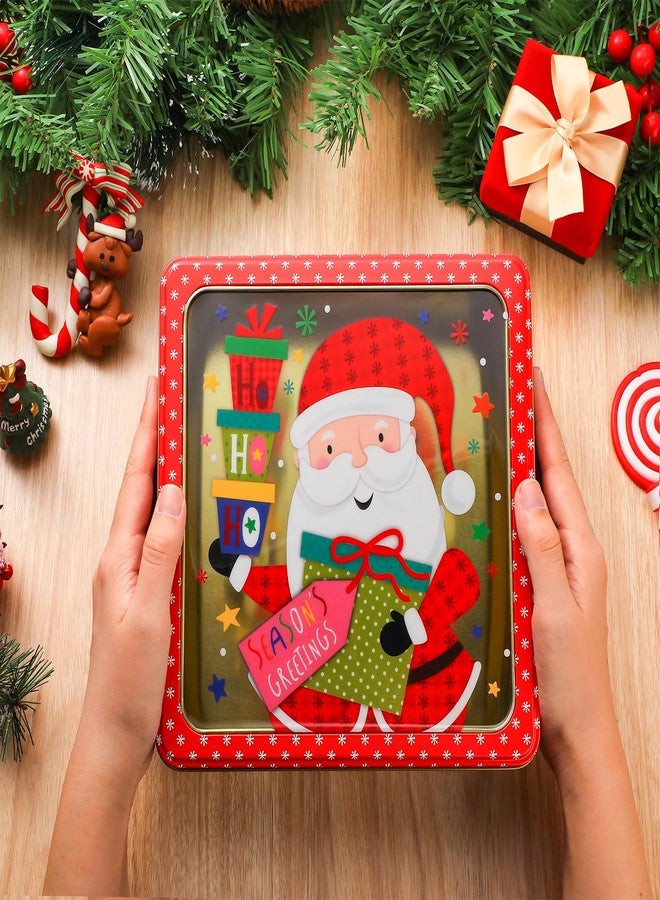 Nitial 9 Pack Christmas Cookie Tins with Lids for Gift Giving, Cookie Exchange, Holiday Treats, Square Festive Metal Nesting Containers Xmas Candy Boxes, 3 Sizes Large Medium Small - Image 4